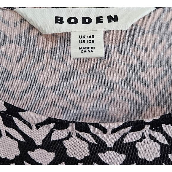 BODEN Women's 10 Thea Dress Pink Black Geometric Midi Long Sleeve Jersey Knit - Picture 3 of 8